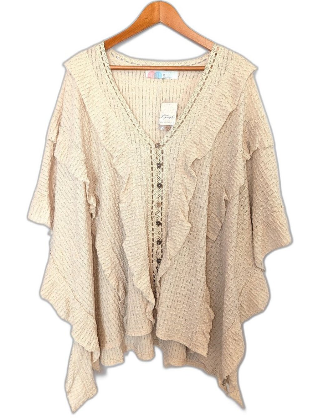 NWT FP Beach | Free People Coverup Very Oversized Flora Tunic Summer Khaki XS/S - Picture 5 of 11